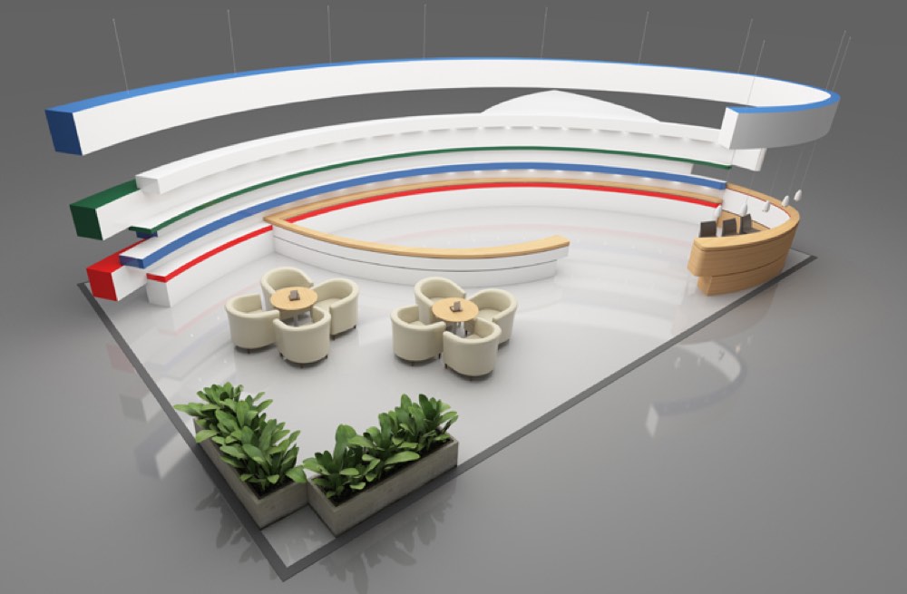 3D visual of an exhibition stand design