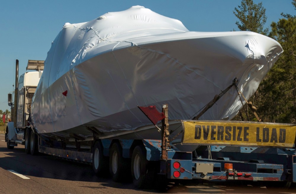 Oversize load being moved to a venue
