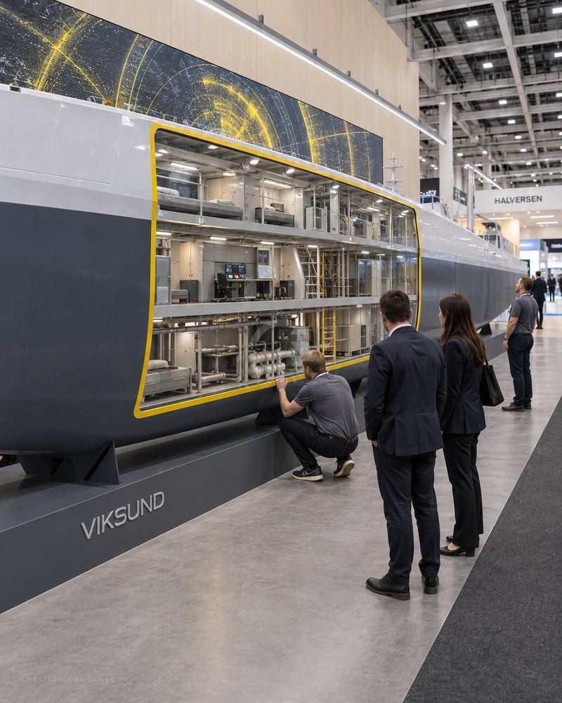 Naval systems stand with a suspended fascia