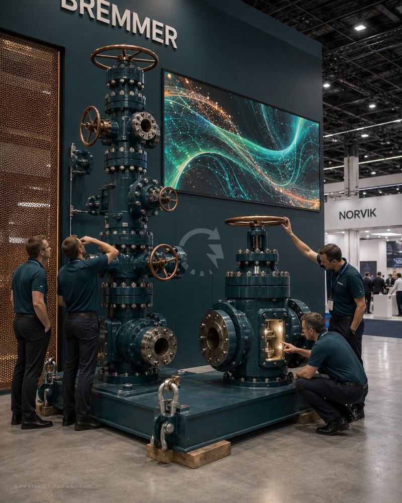 Sectioned turbine on an energy exhibition stand