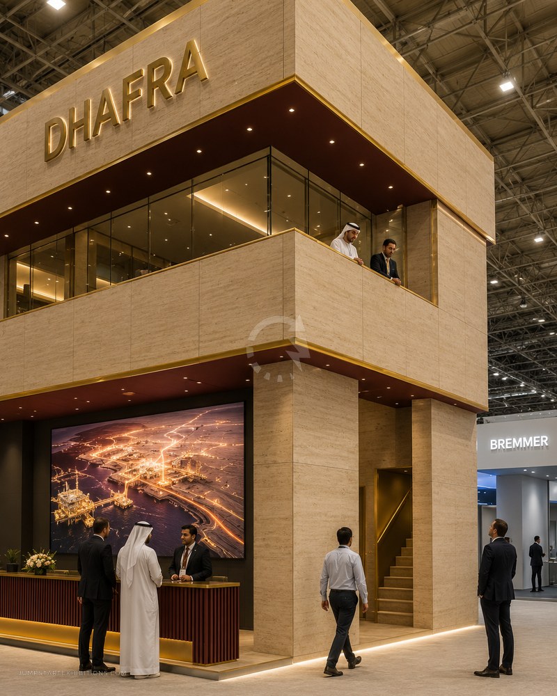 Double-deck stand at an energy exhibition